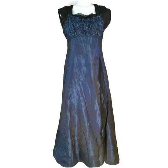 Zum Zum Dresses & Skirts - Zum Zum by Niki Livas vintage Formal Dress Size 9 Iridescent blue Modesty Beaded